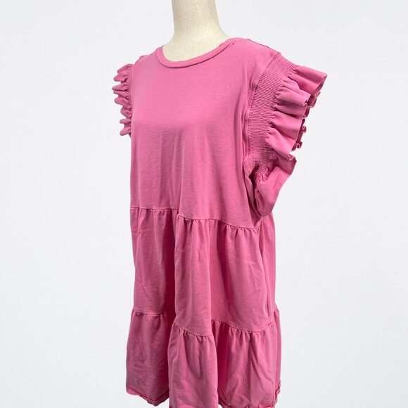 English Factory Plus Size Bubblegum Pink Flutter Sleeve Dress - 3X - Picture 4 of 9